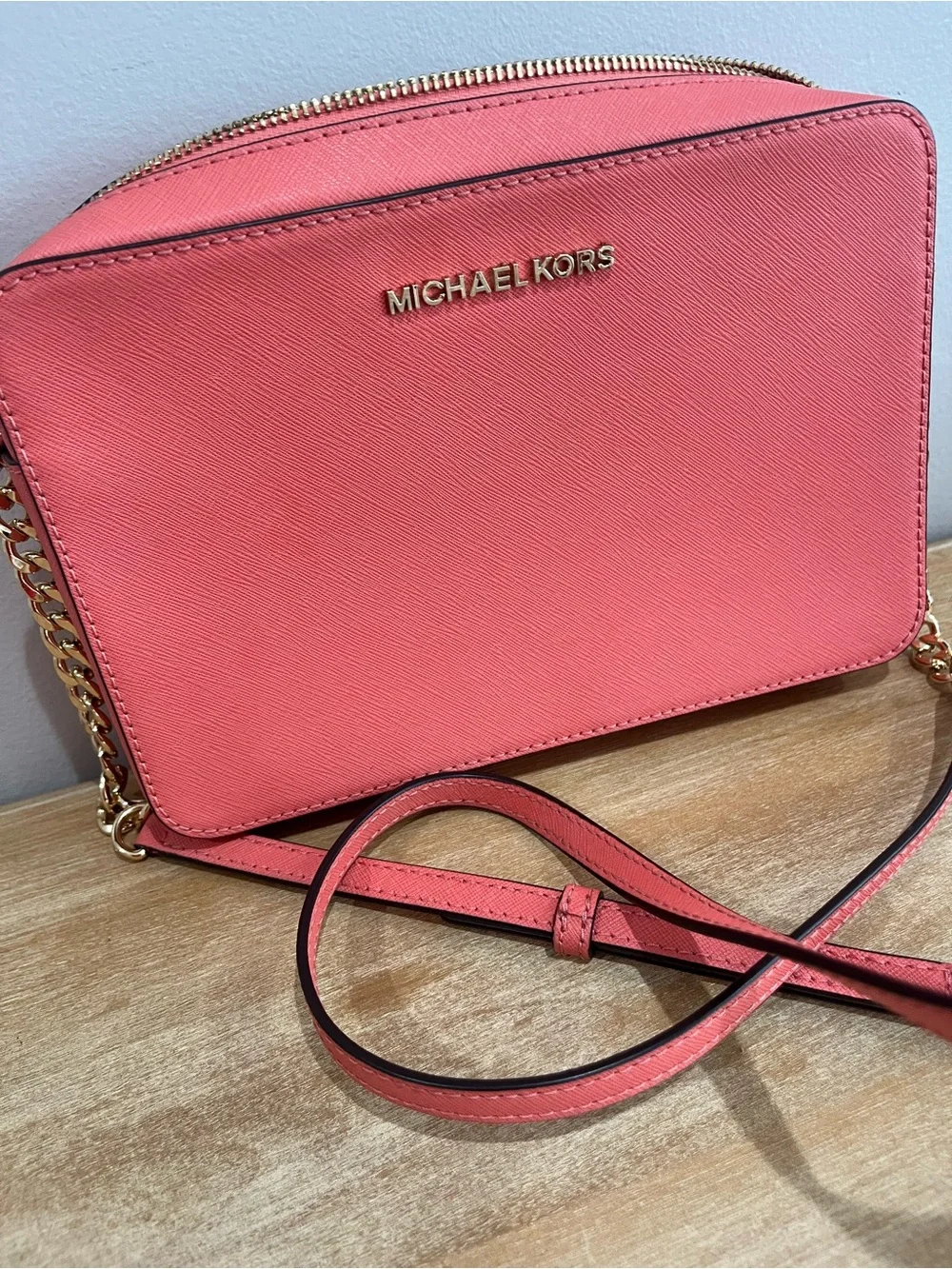 Michael Kors Coral-Pink Saffiano Crossbody